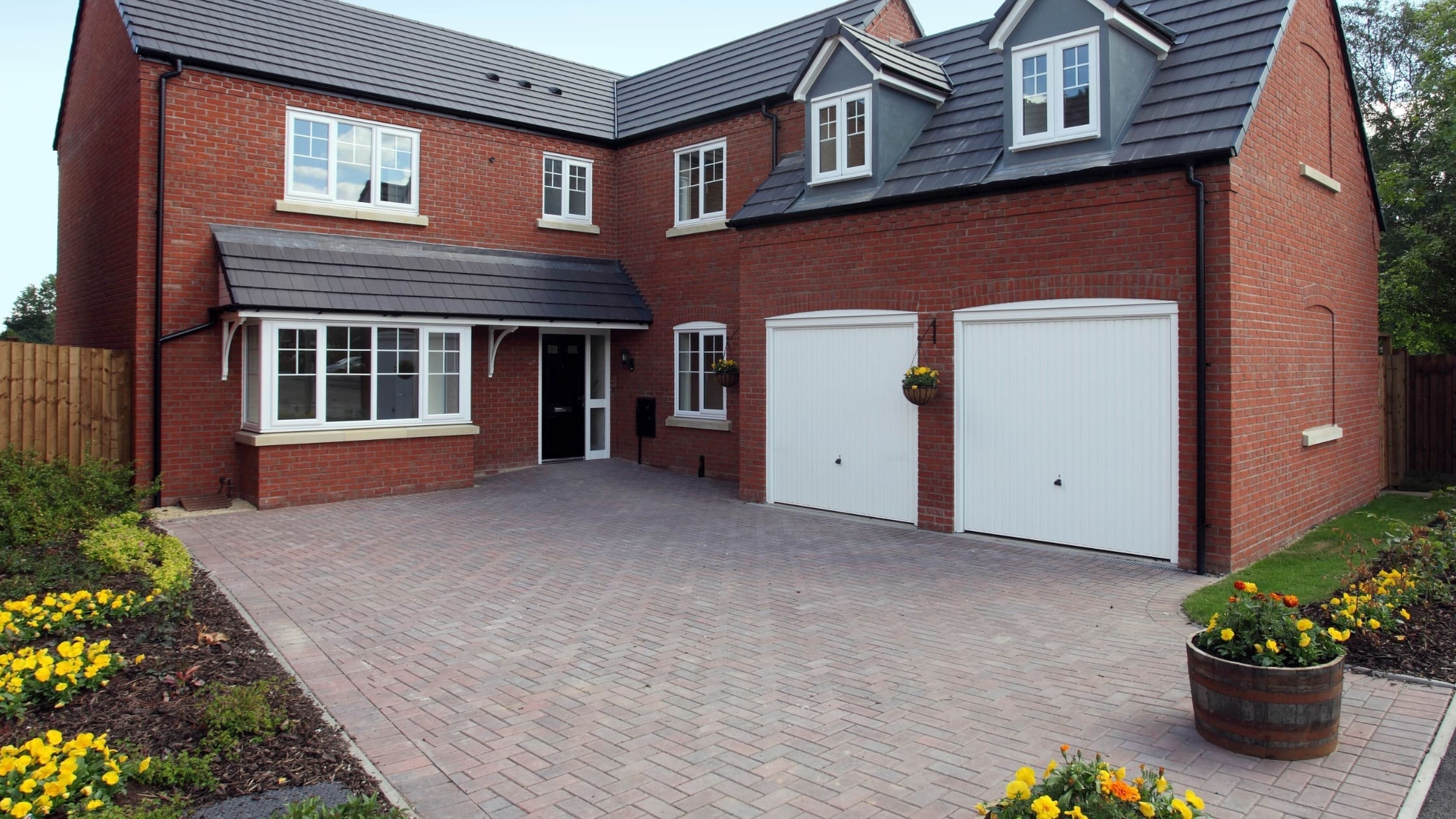 driveway on house with double garage